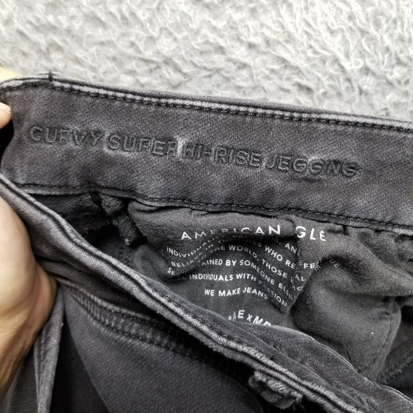 American Eagle Outfitters Jeans Womens 12 Gray Stretch Curvy High Rise Jeggings - Picture 14 of 16